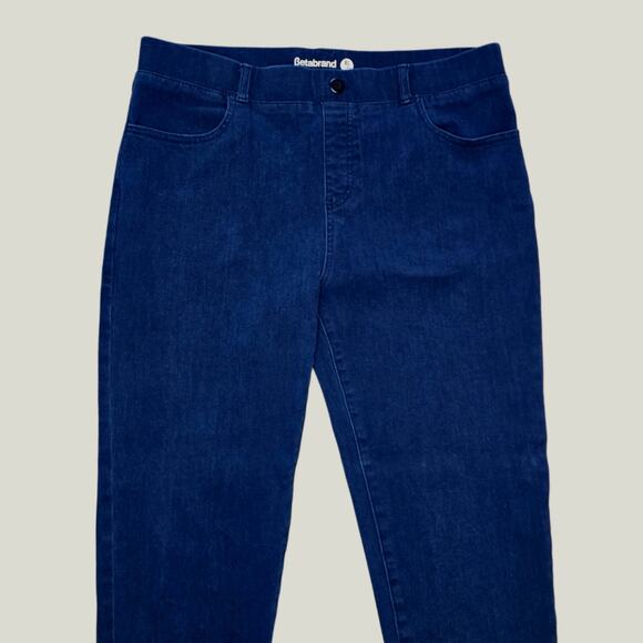 XL Long BetaBrand Skinny Jeans Yoga Denim Dark Indigo Stretch 4 Pocket - Picture 3 of 10